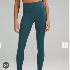 Lululemon Wunder Train pants 25 length green Jasper size 4